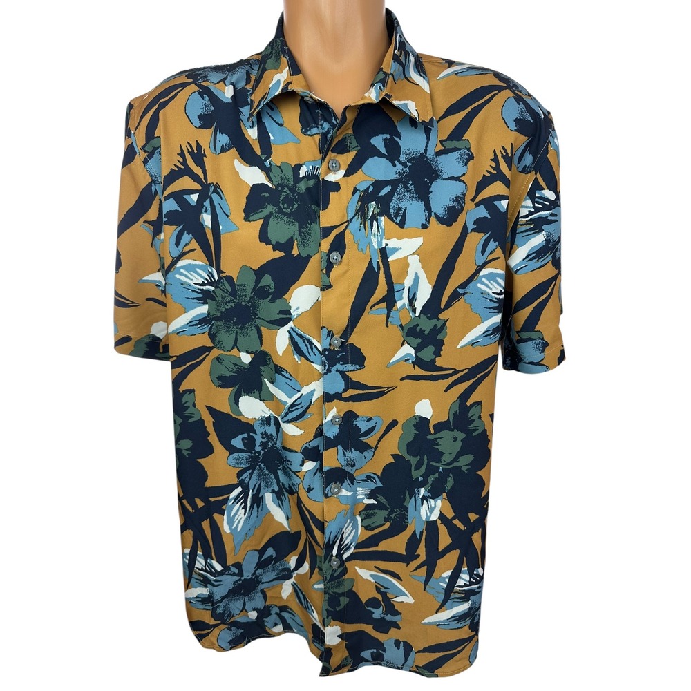 Nickel & Iron Mens Size XL Floral Tropical Short Sleeve Button Down Shirt